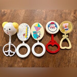 Vintage Baby Rattle Lot Teddy Bear, Ducks, Santa & Animal Designs Nursery Toys